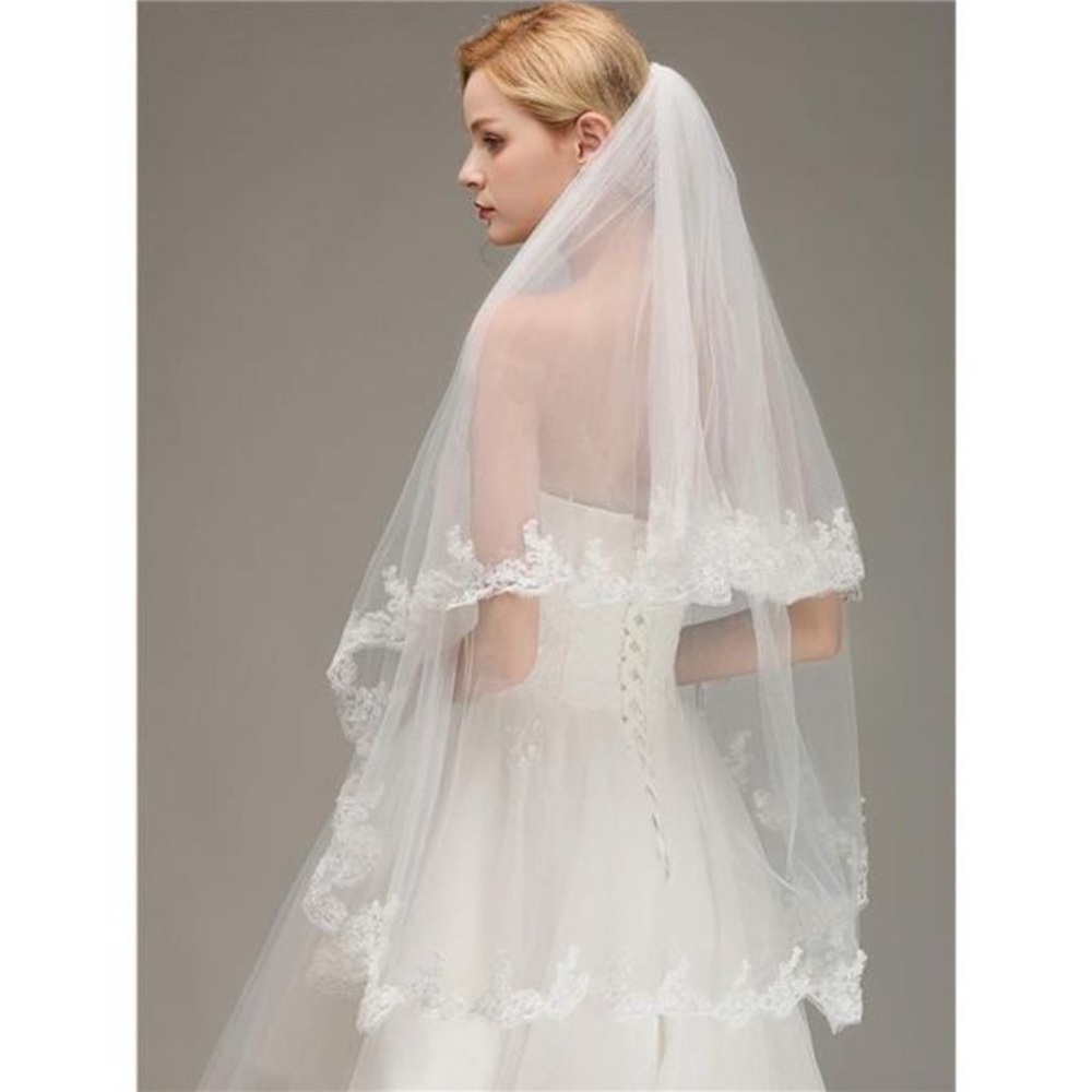 💕New Wedding Corner Flower 1 Tier Bridal Veil.